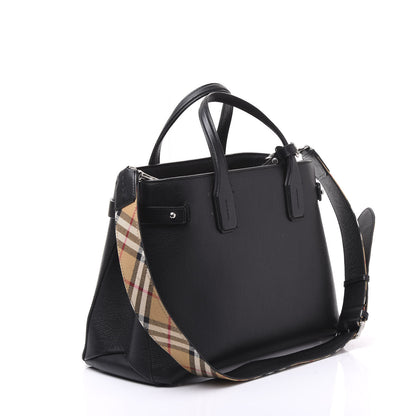 Burberry Derby Calfskin House Check Medium Banner Tote Black 2 of 10