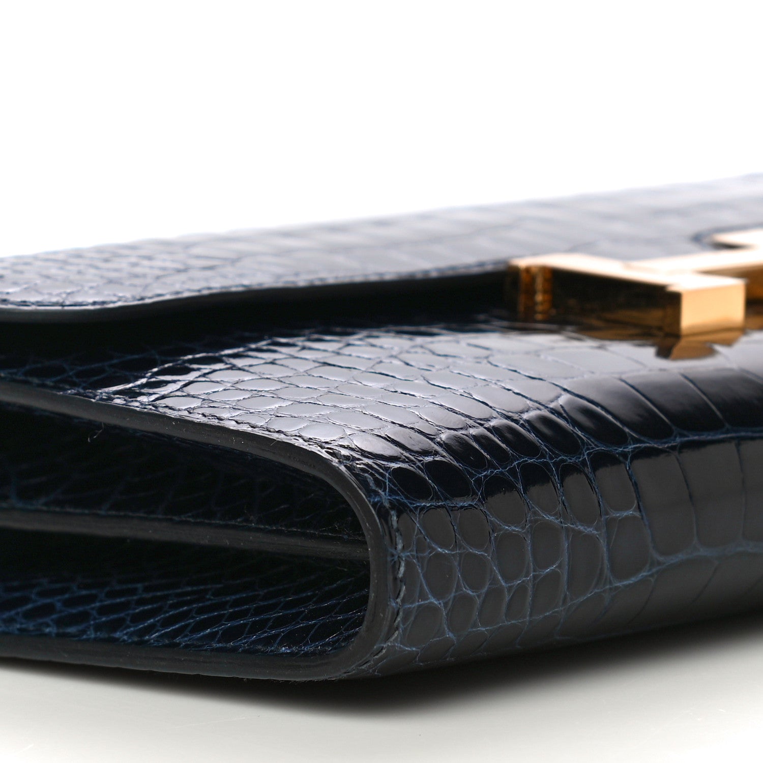 Hermes Shiny Alligator Constance Long Wallet Bleu Marine 8 of 14