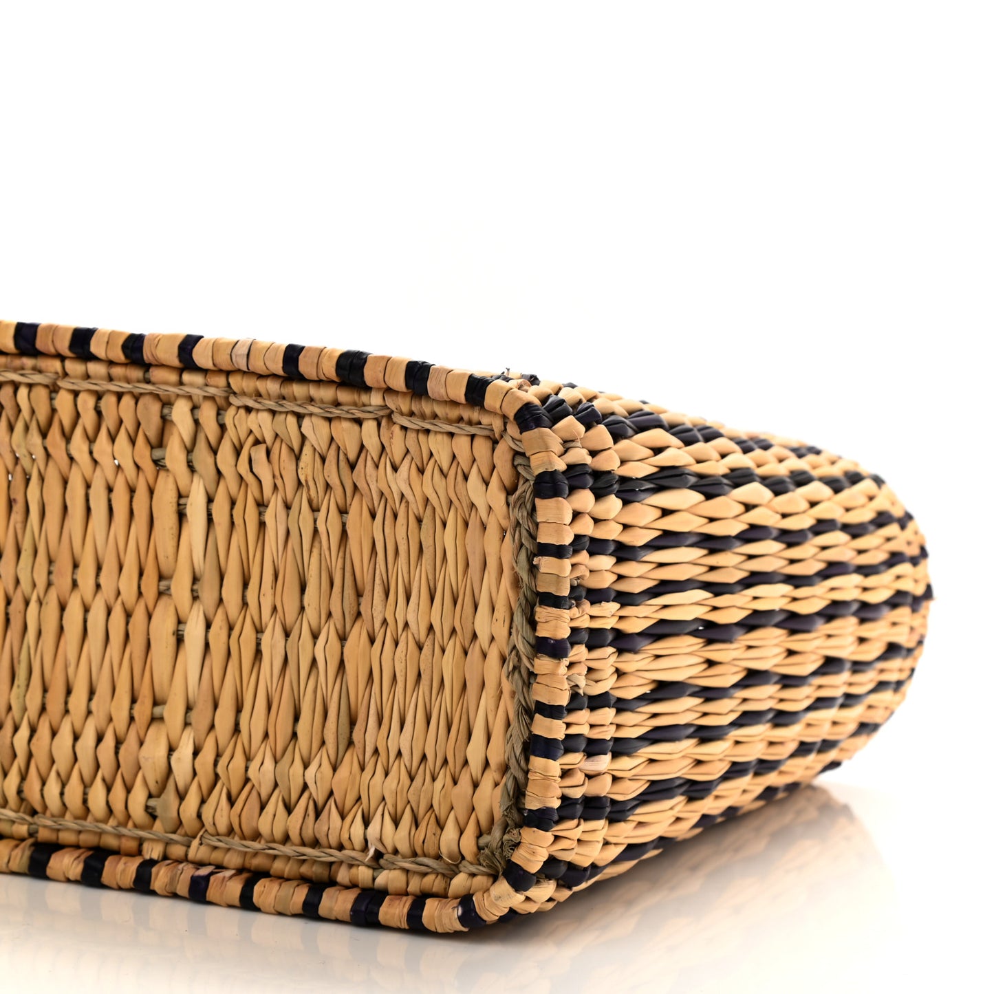 Raffia Paula's Ibiza Reed Square Basket Tote Bag Natural Black Pecan