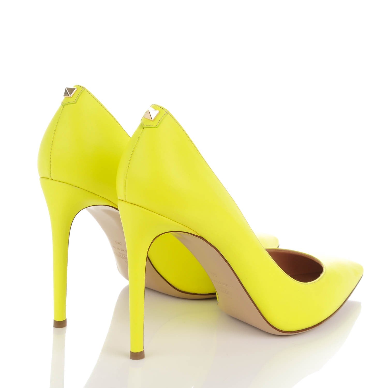Valentino Garavani Matte Calfskin Rockstud New Plain 100mm Pumps 39 Yellow 4 of 9