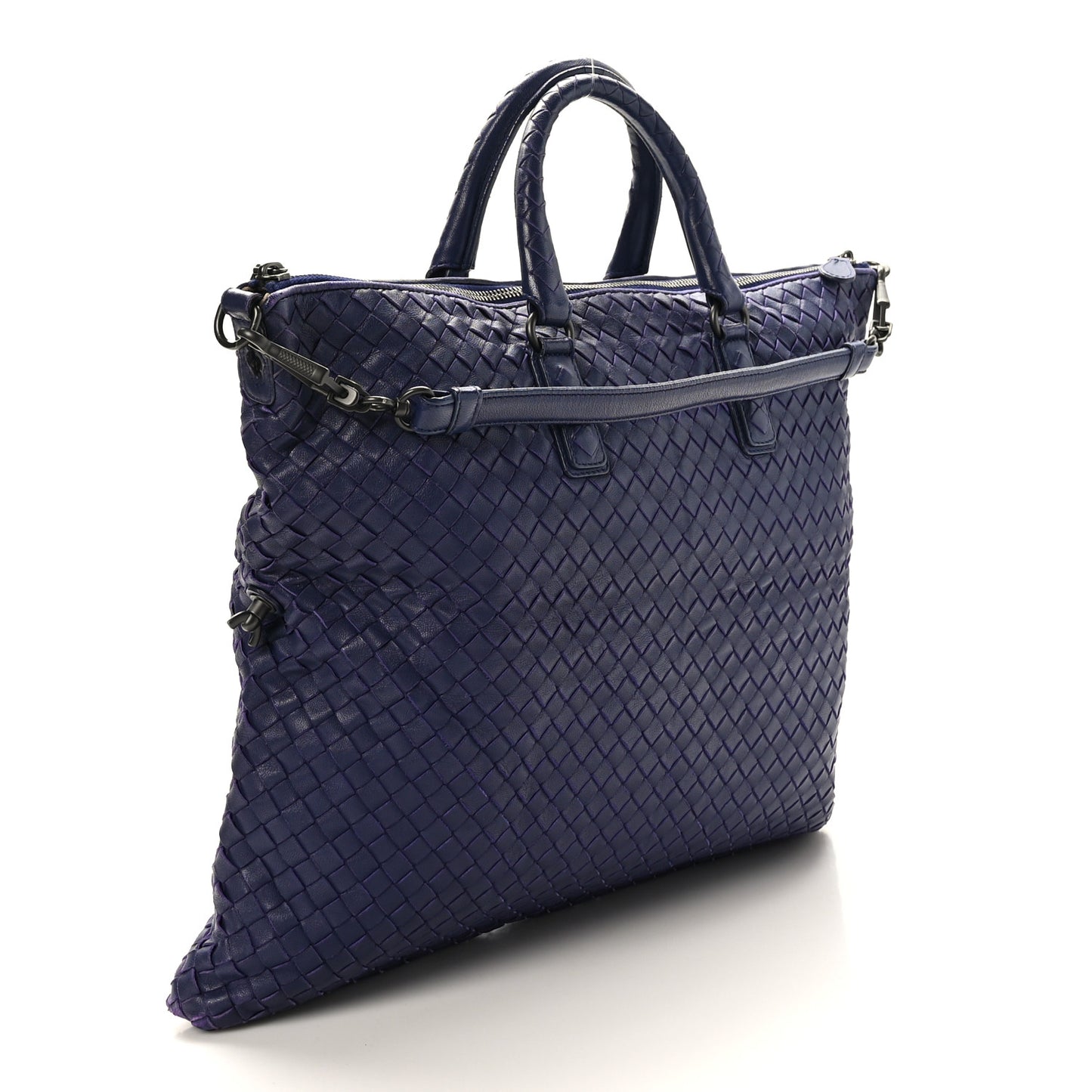 Nappa Intrecciato Medium Convertible Tote Atlantic