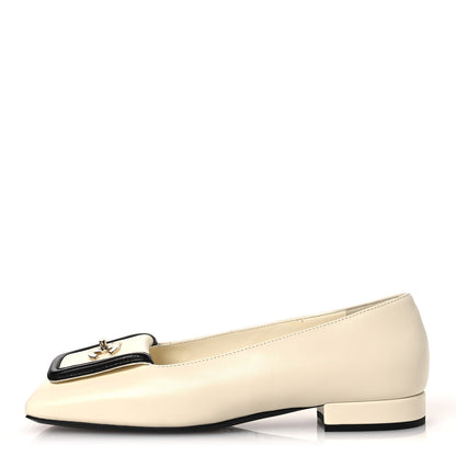 Chanel Lambskin Turnlock CC Ballet Flats 36 Ivory Black 1 of 11