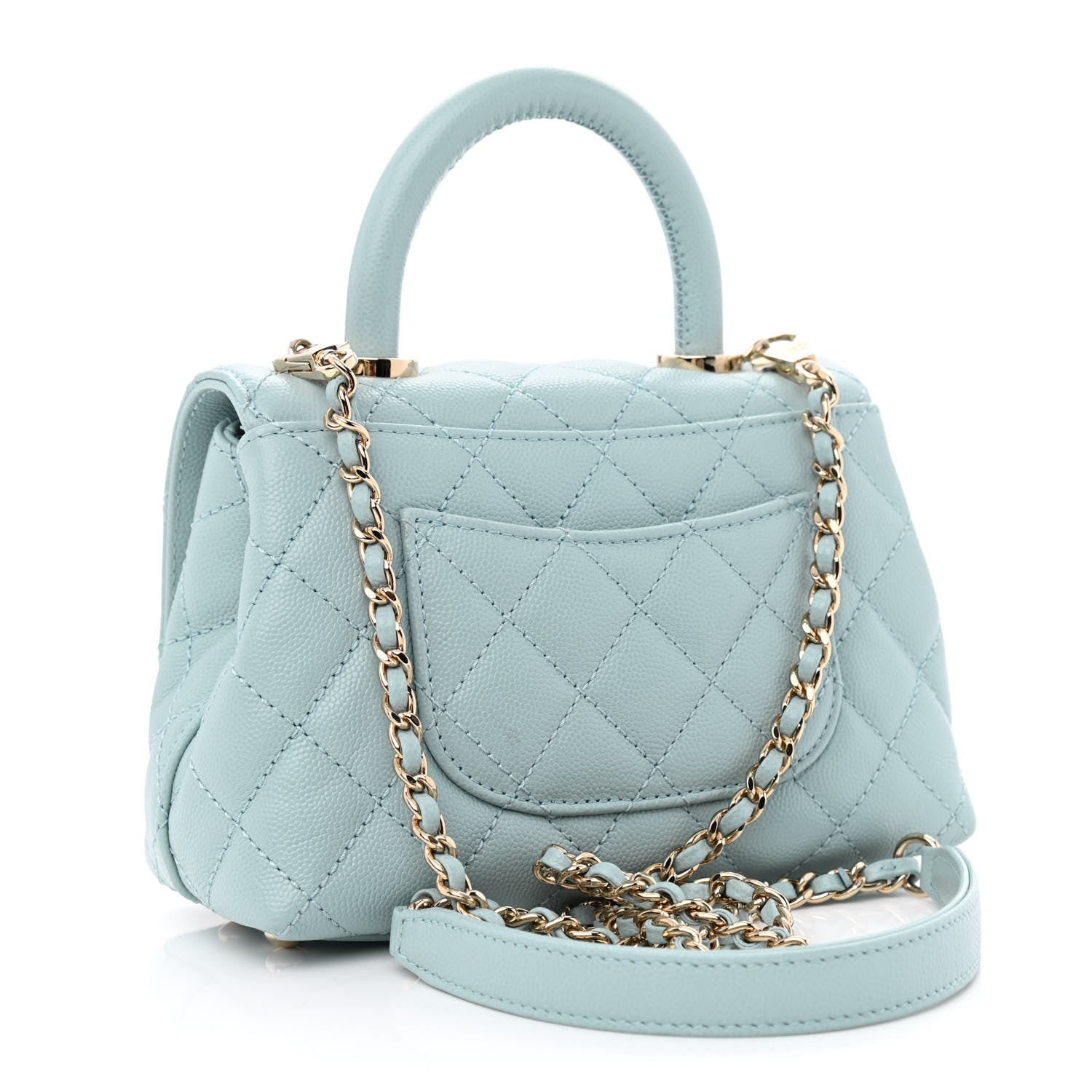 Chanel Caviar Quilted Extra Mini Coco Handle Flap Light Blue 2 of 10