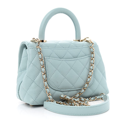 Chanel Caviar Quilted Extra Mini Coco Handle Flap Light Blue 2 of 10