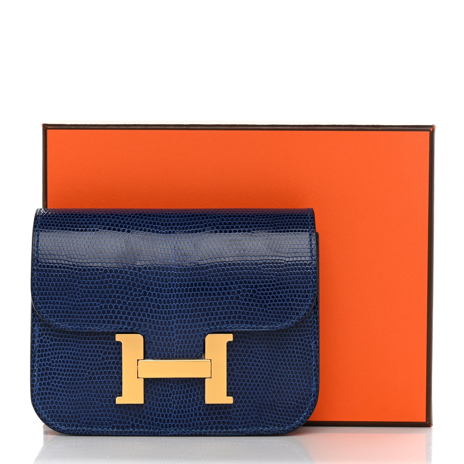 Hermes Lizard Constance Slim Wallet Bleu Saphir 10 of 10