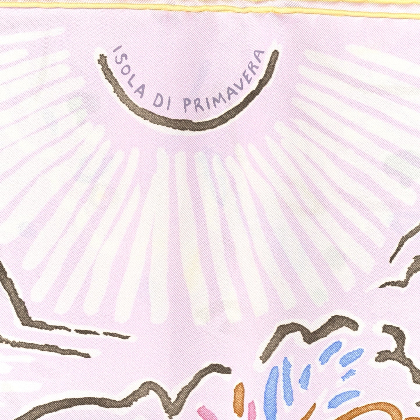 Silk Isola Di Primavera Scarf 90 Rose Pale Bleu Jaune