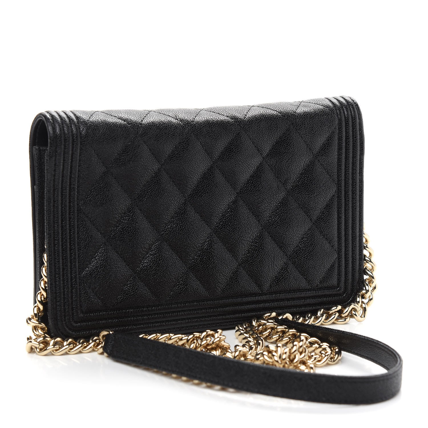 Chanel Caviar Quilted Boy Wallet On Chain WOC Black 2 of 11