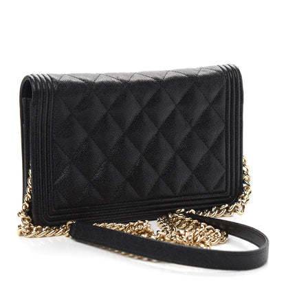 Chanel Caviar Quilted Boy Wallet On Chain WOC Black 2 of 11