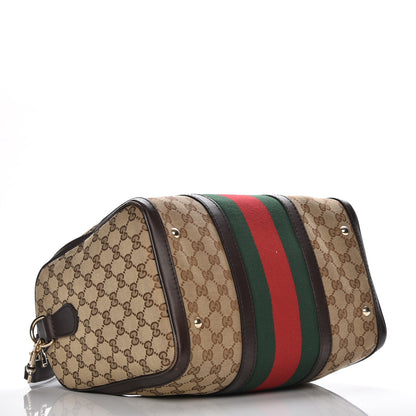 Gucci Monogram Vintage Web Medium Boston Dark Brown 5 of 15
