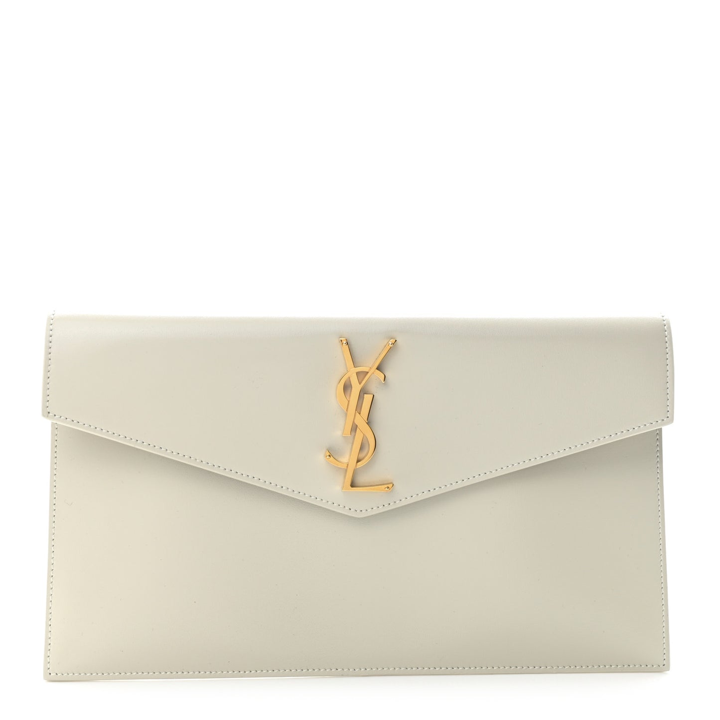 Smooth Shiny Calfskin Uptown Pouch Crema Soft
