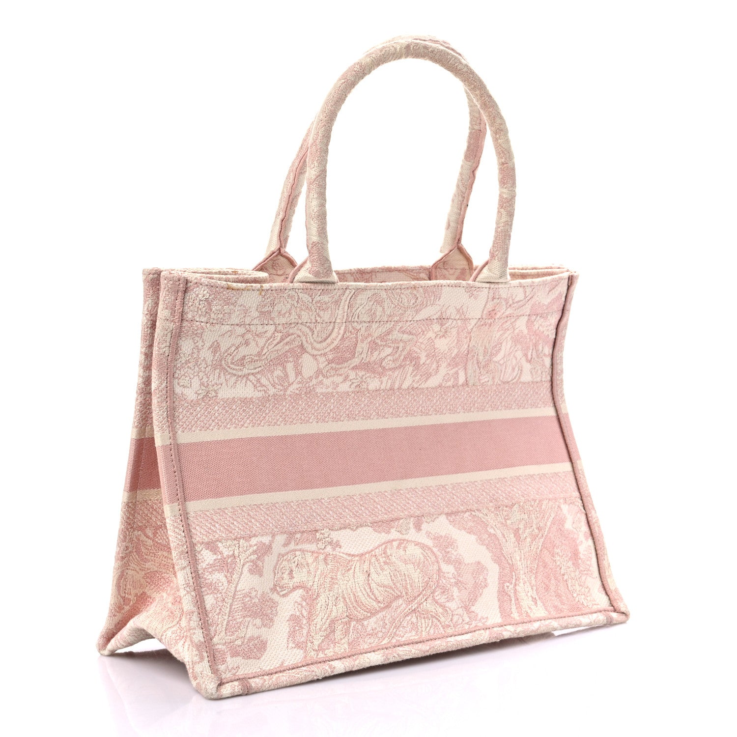 Christian Dior Canvas Toile De Jouy Embroidered Medium Book Tote Pink 2 of 15