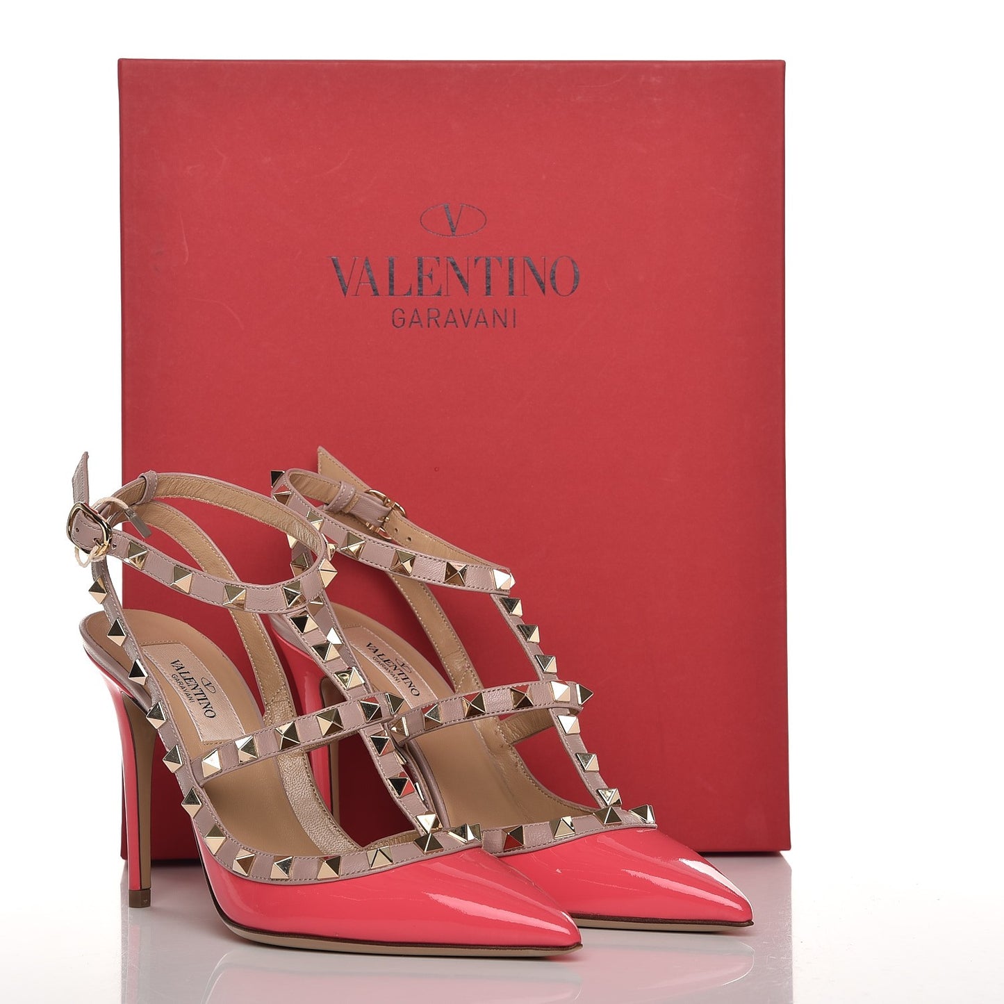 Patent Rockstud Ankle Strap 100mm Pumps 36 Raspberry Poudre