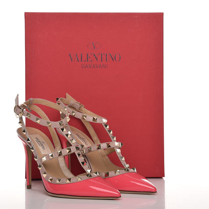 Valentino Garavani Patent Rockstud Ankle Strap 100mm Pumps 36 Raspberry Poudre 9 of 9