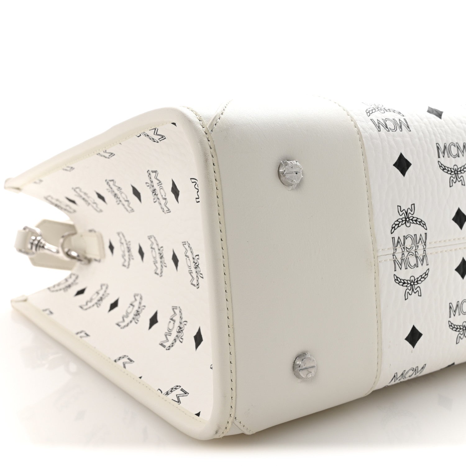MCM Visetos Large Munchen Tote White 9 of 10