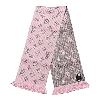 Louis Vuitton Wool Silk Logomania Shine Scarf Pink 3 of 4
