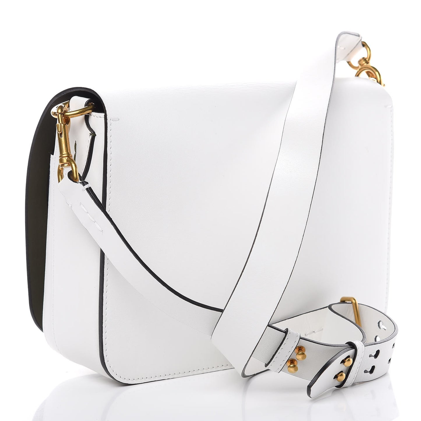 Calfskin Large Square Satchel Chalk White