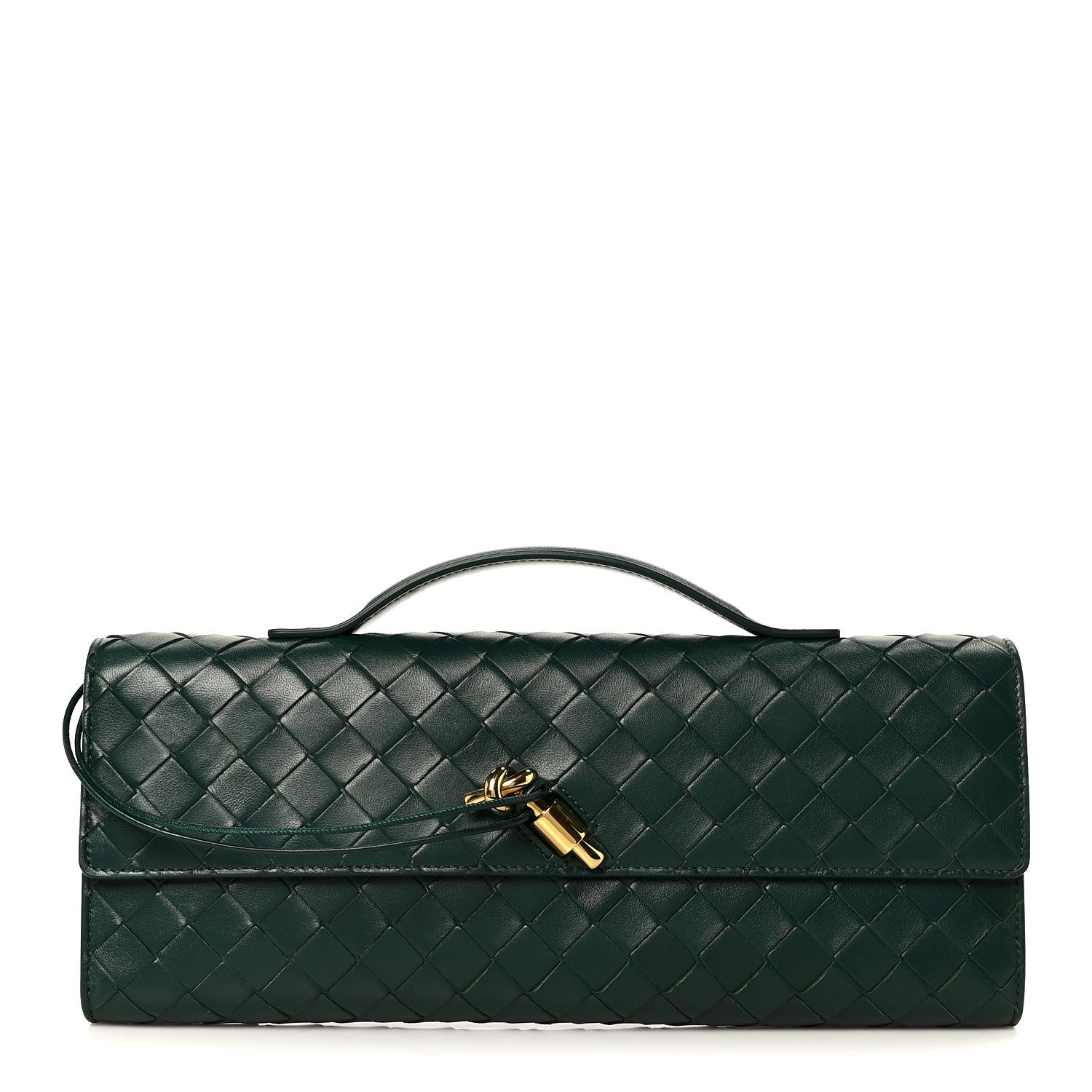 Bottega Veneta Nappa Intrecciato Long Andiamo Top Handle Clutch Emerald Green 1 of 9