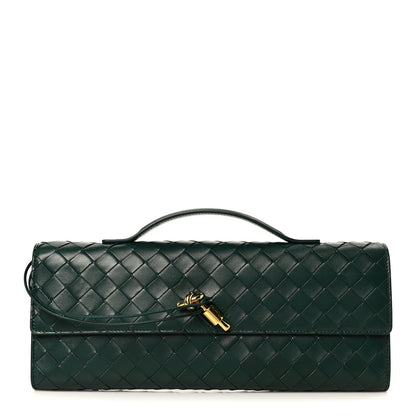 Bottega Veneta Nappa Intrecciato Long Andiamo Top Handle Clutch Emerald Green 1 of 9