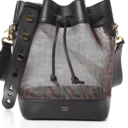 Fendi Mesh Vitello Grace F is Fendi FF 1974 Grande Mon Tresor Bucket Bag Marrone Black Ebano 10 of 10