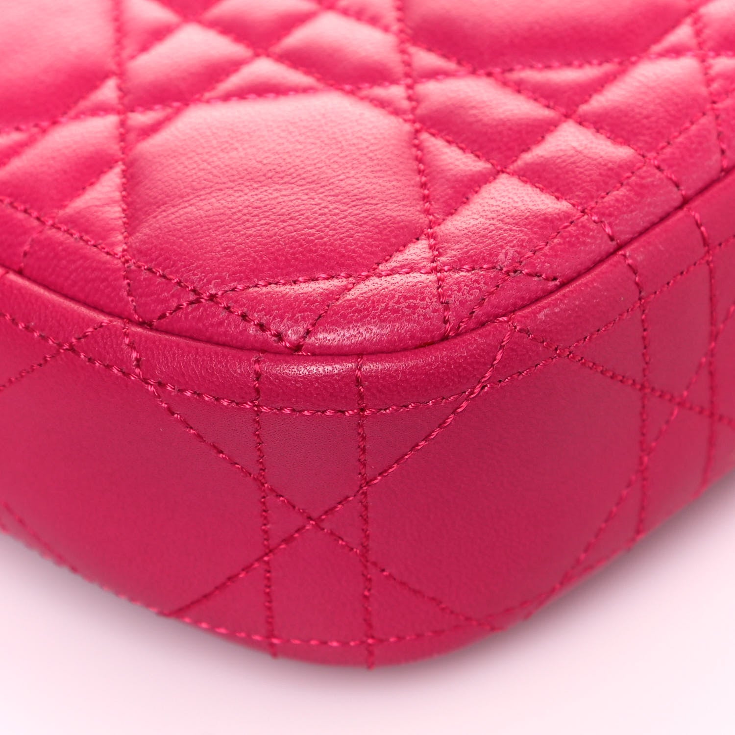 Christian Dior Lambskin Cannage Miss Dior Promenade Pouch Fuchsia 9 of 14