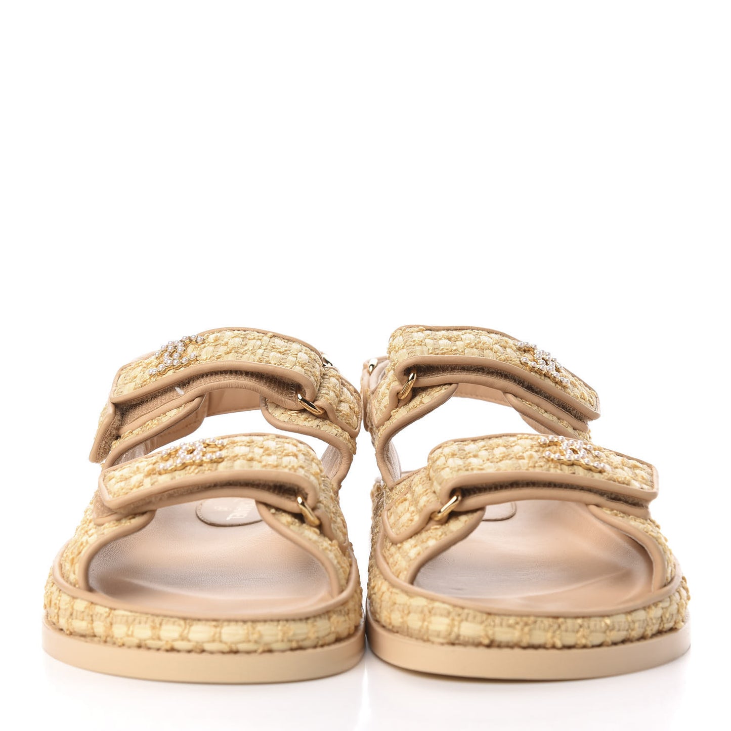Braided Fabric Velcro Dad Sandals 36.5 Beige