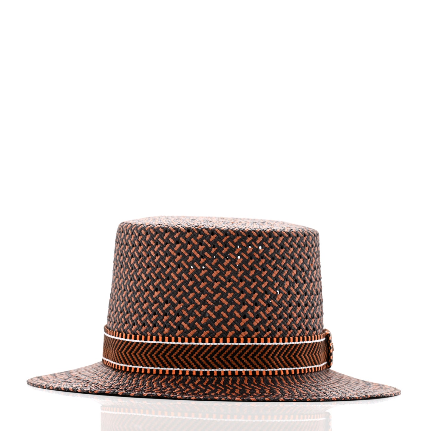 Straw Adele Panama Hat 58 Terracotta Black