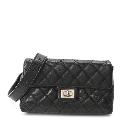 Chanel Glazed Calfskin Quilted 2.55 Reissue Flap Belt Bag Clutch 85 34 Black 1 of 8