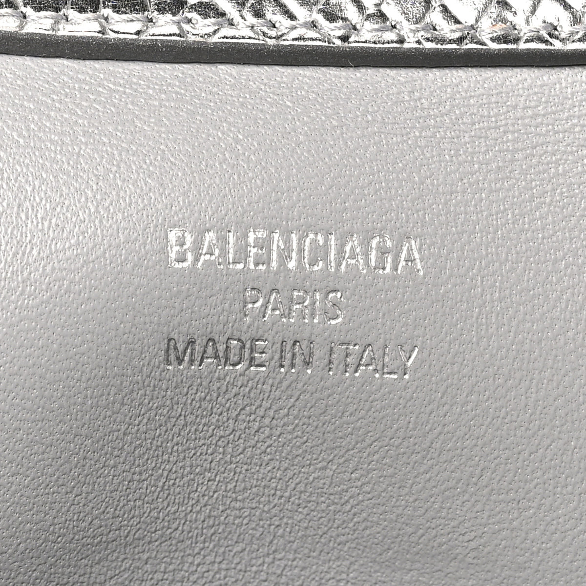 Balenciaga Metallic Calfskin Snakeskin Embossed Mini Rodeo Top Handle Handbag Silver 5 of 8