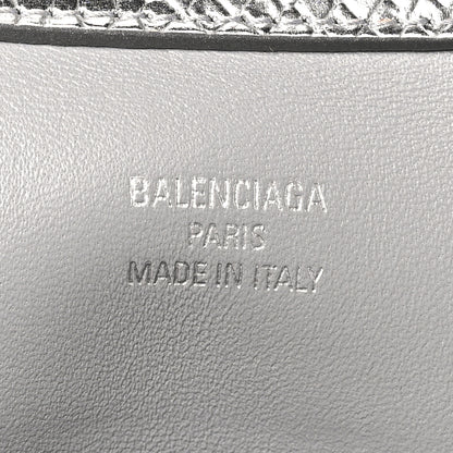 Balenciaga Metallic Calfskin Snakeskin Embossed Mini Rodeo Top Handle Handbag Silver 5 of 8
