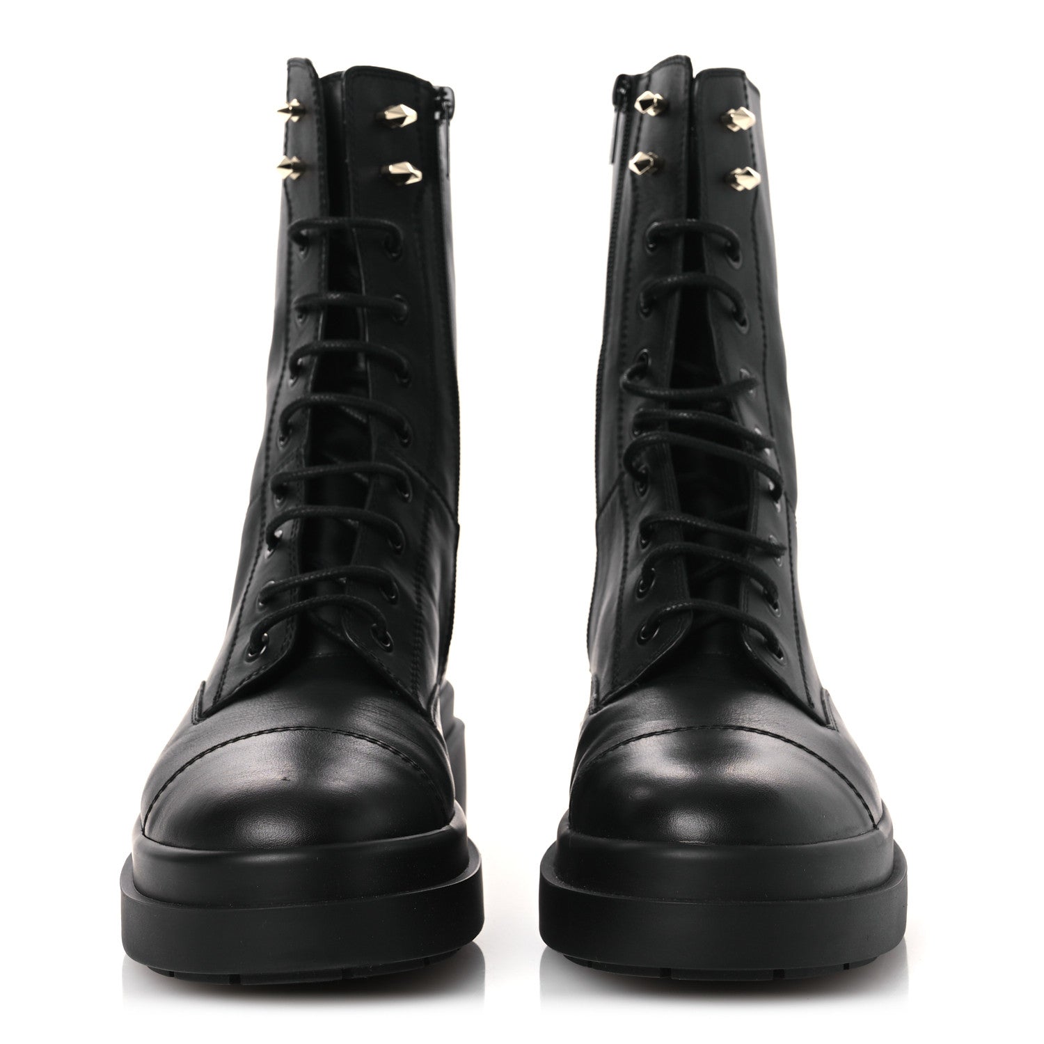 Jimmy Choo Smooth Calfskin Diamond Hook Nari Flat Boots 40 Black Gold 3 of 11