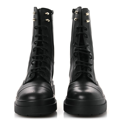 Jimmy Choo Smooth Calfskin Diamond Hook Nari Flat Boots 40 Black Gold 3 of 11