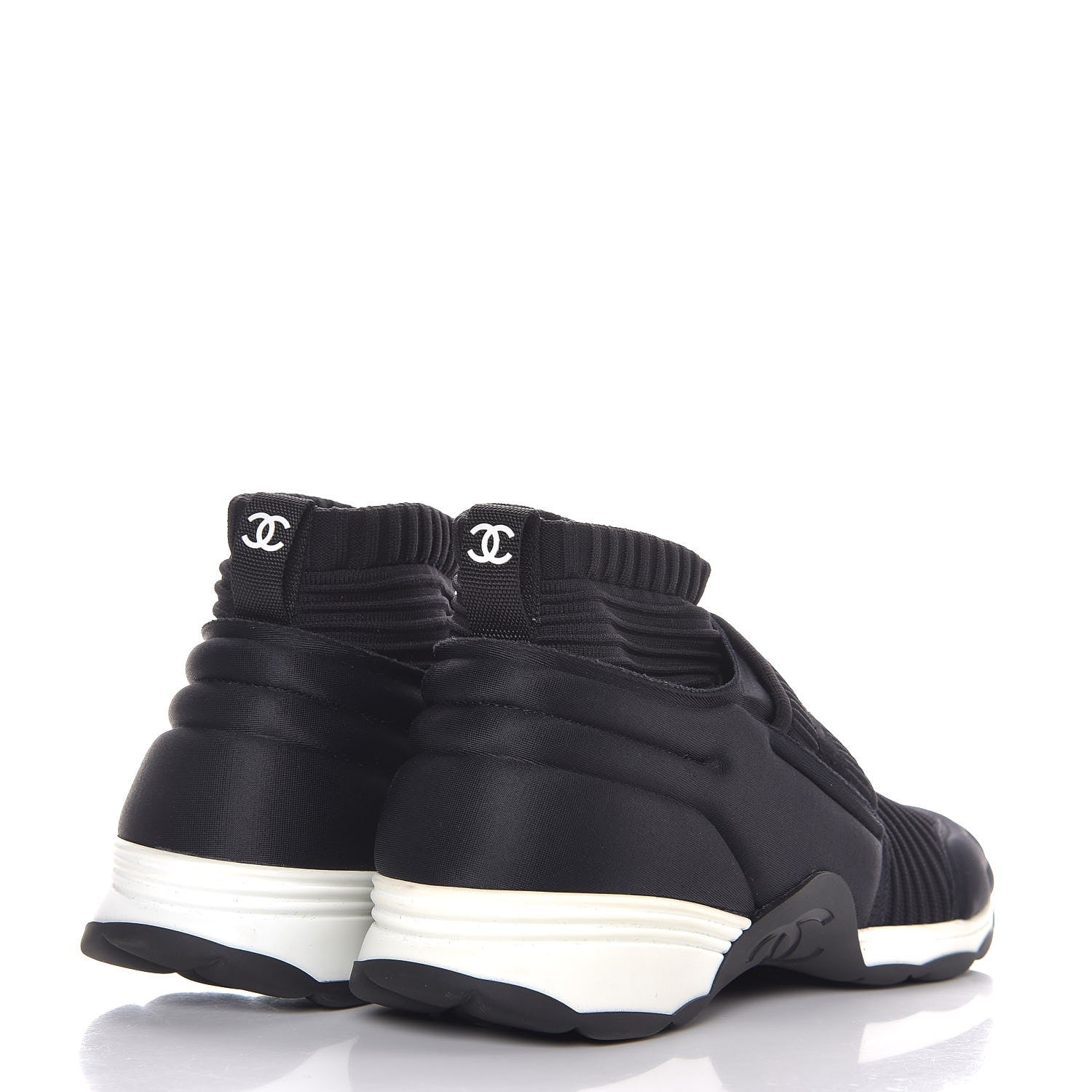 Chanel Stretch Fabric CC Sneakers 37 Black 4 of 8
