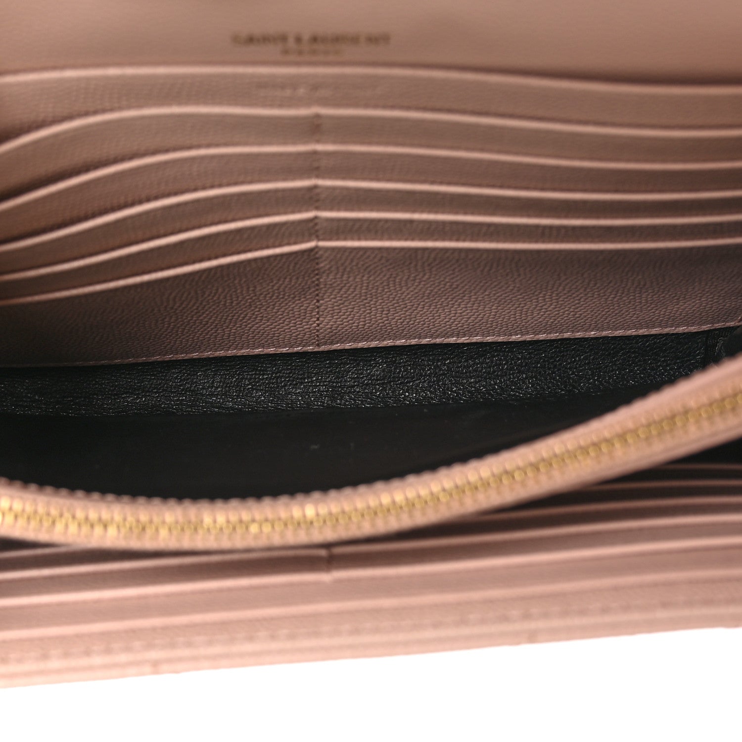 Saint Laurent Grain De Poudre Matelasse Chevron Monogram Chain Wallet Pale Pink 5 of 10