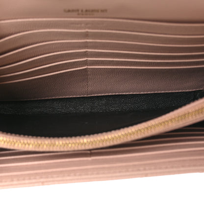 Saint Laurent Grain De Poudre Matelasse Chevron Monogram Chain Wallet Pale Pink 5 of 10