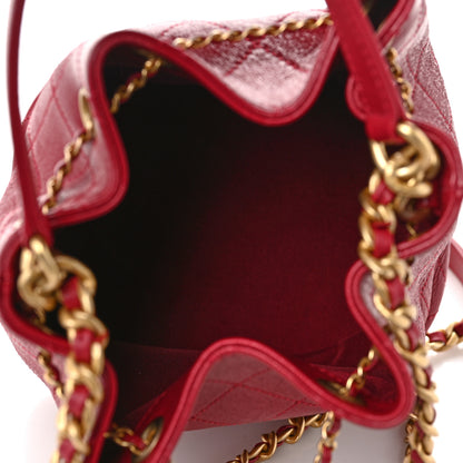 Chanel CHANE Shiny Lambskin Quilted Fashion Therapy Bucket Drawstring Bag Red 4 of 9