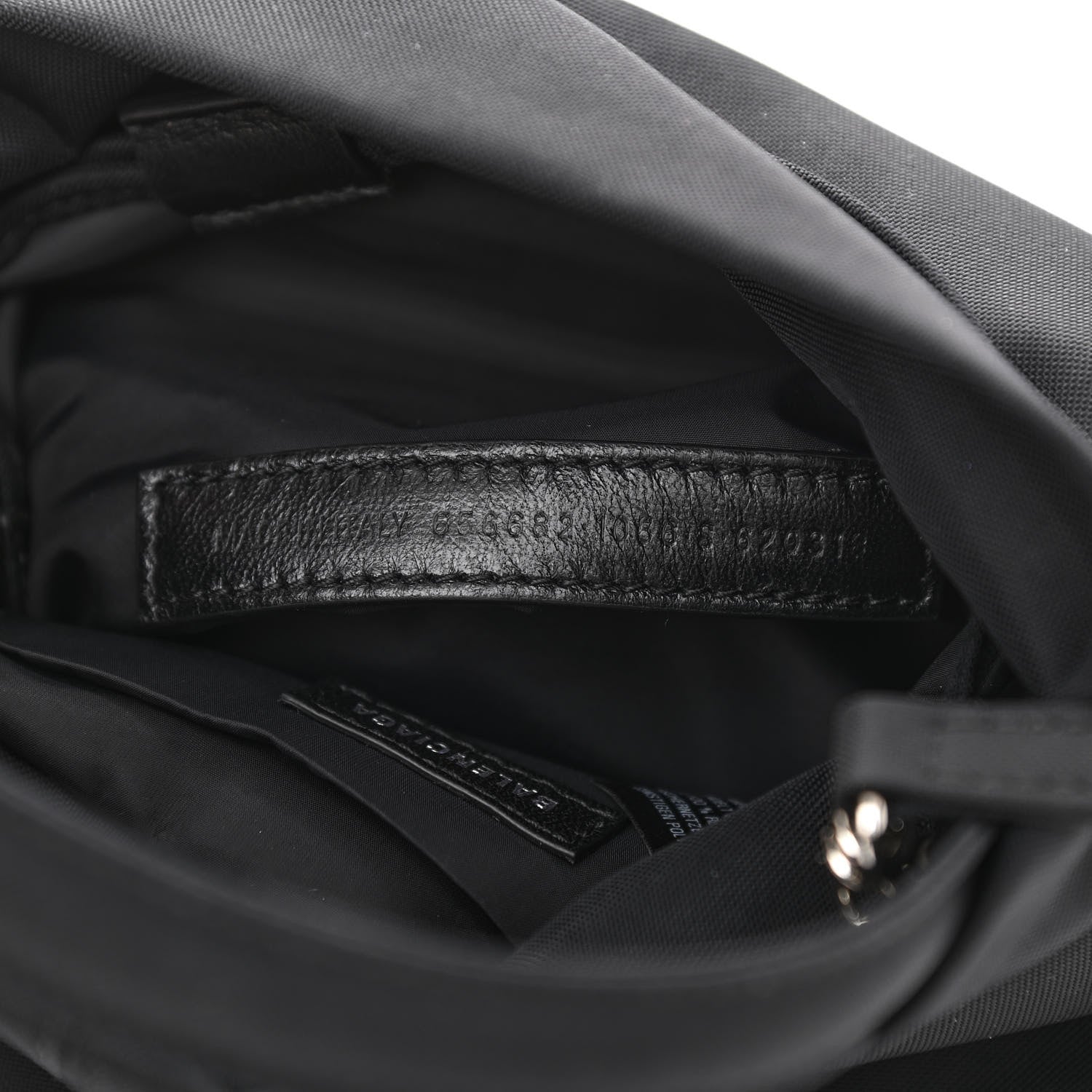 Balenciaga Recycled Sport Nylon Logo Embroidered Wheel Drawstring Bucket Bag Black Pink 7 of 10