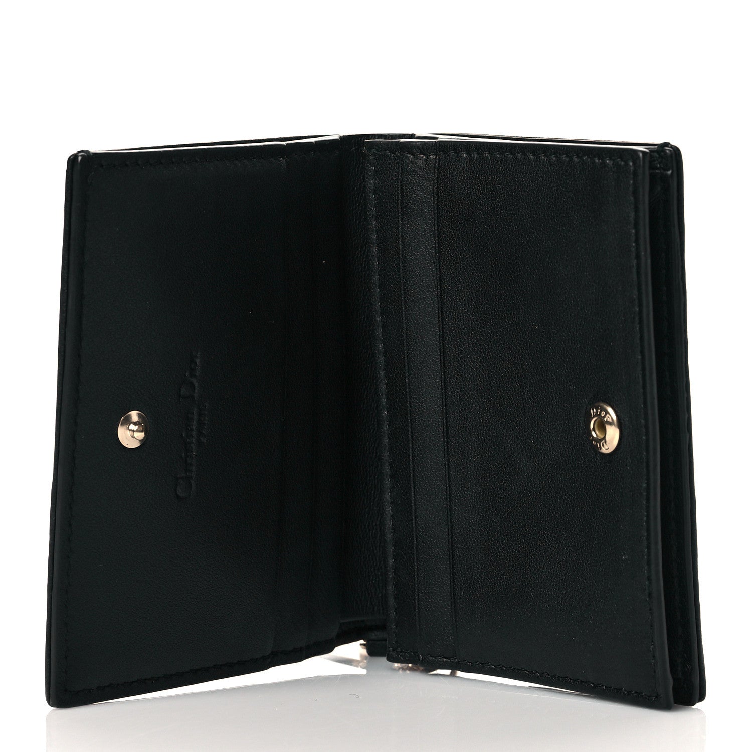 Christian Dior Lambskin Cannage Mini Lady Dior Wallet Black 9 of 13