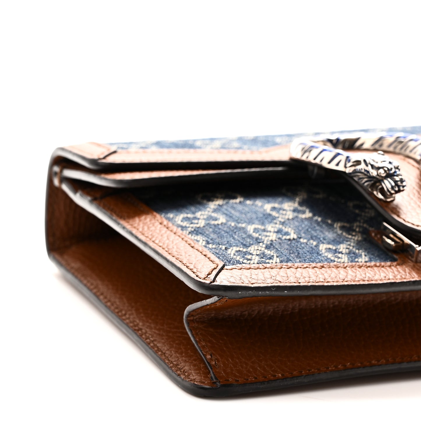 New Denim GG Monogram Dollar Calfskin Enamel Mini Dionysus Shoulder Bag Blue Tea Cuir Epilog Electric Blue
