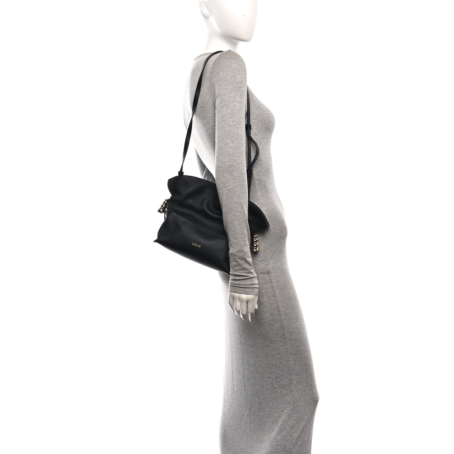 Calfskin Mini Coil Flamenco Clutch Black