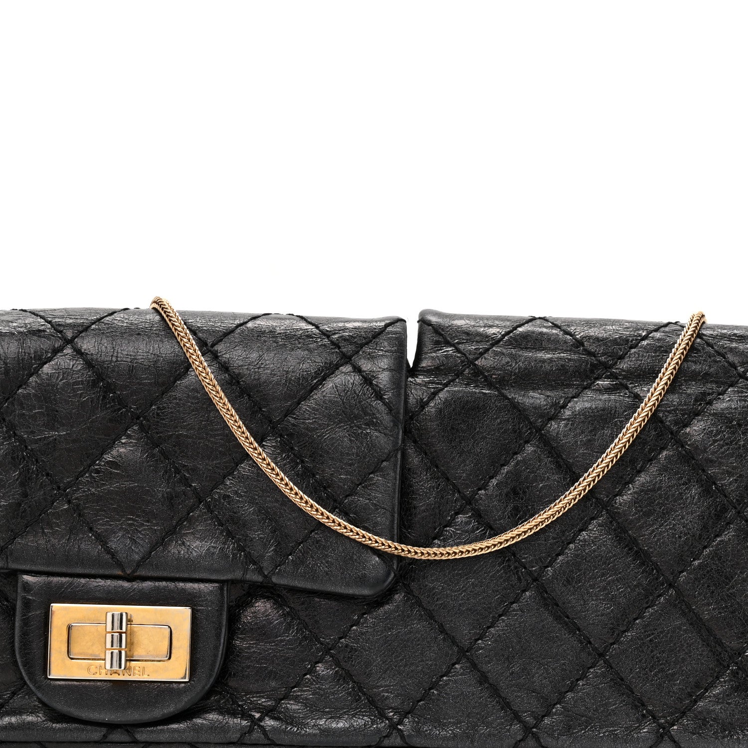 Chanel Glazed Calfskin Quilted Reissue Double Flap Clutch Black 8 of 15