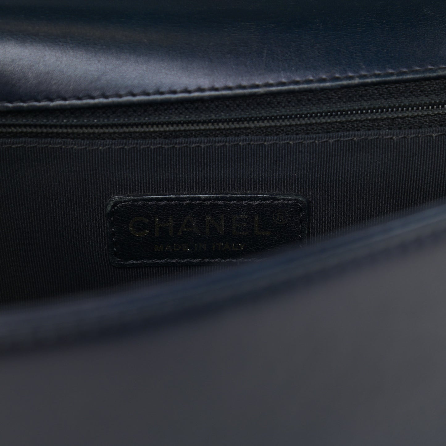 Calfskin Quilted New Medium Boy Flap Navy Blue