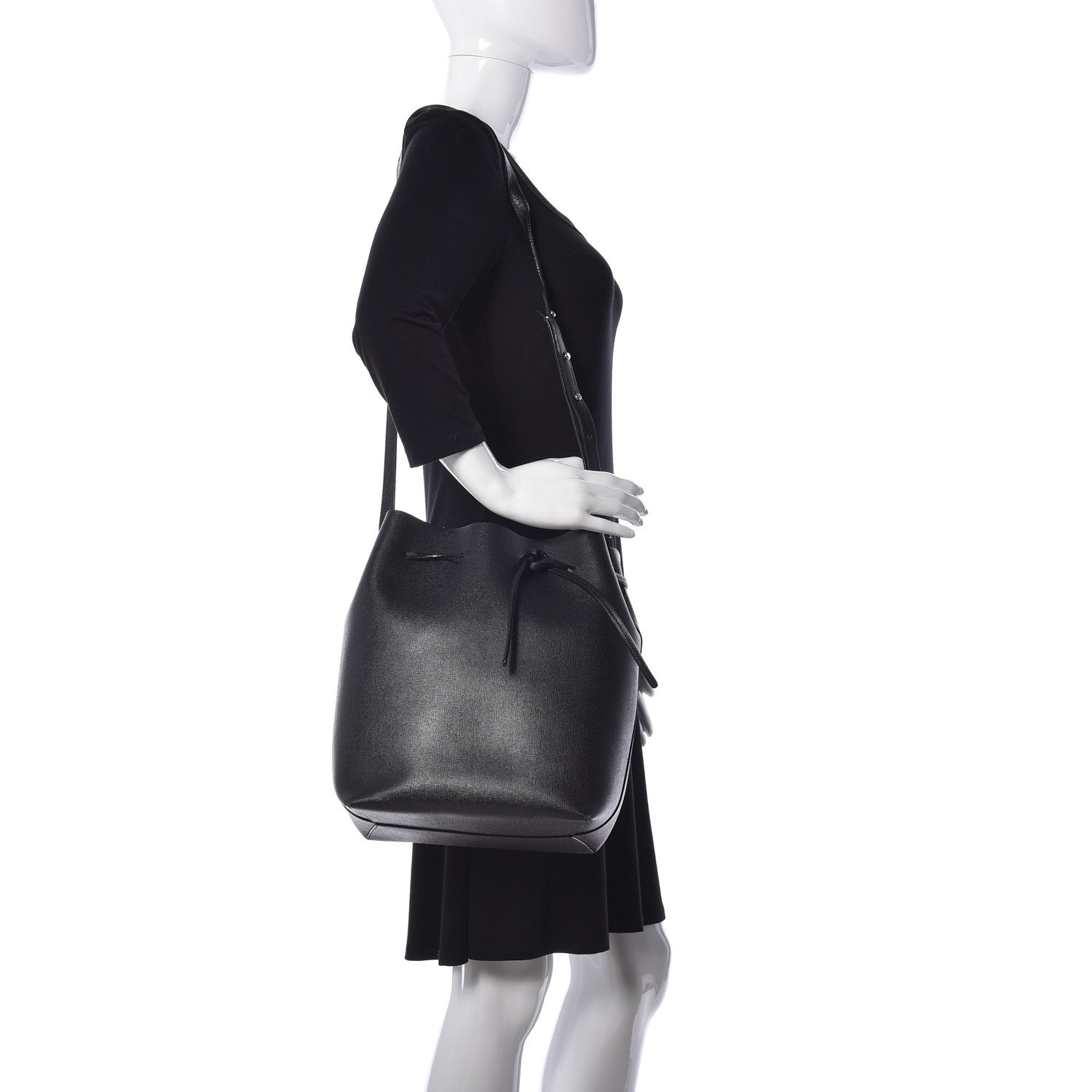 Mansur Gavriel Saffiano Bucket Bag Black Flamma 2 of 8