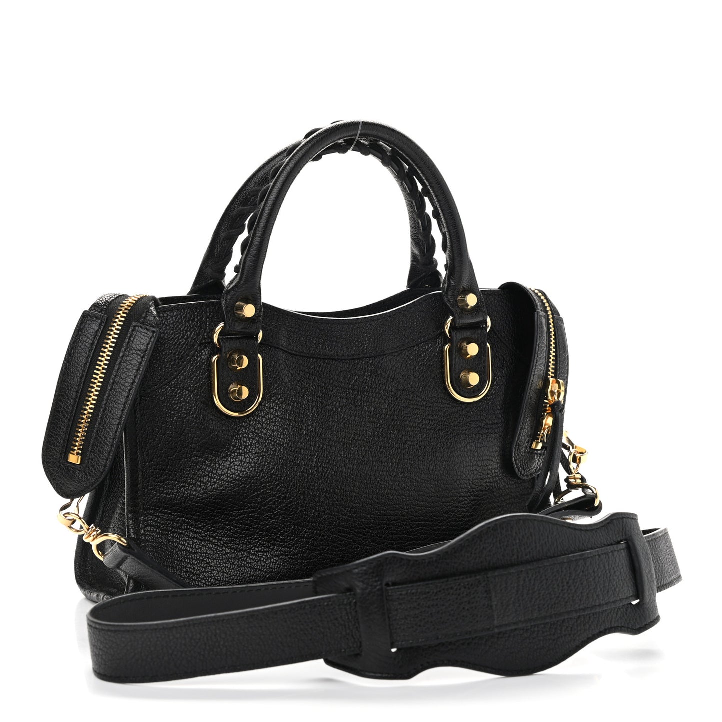 Chevre Gold Metallic Edge Hardware Mini City Black