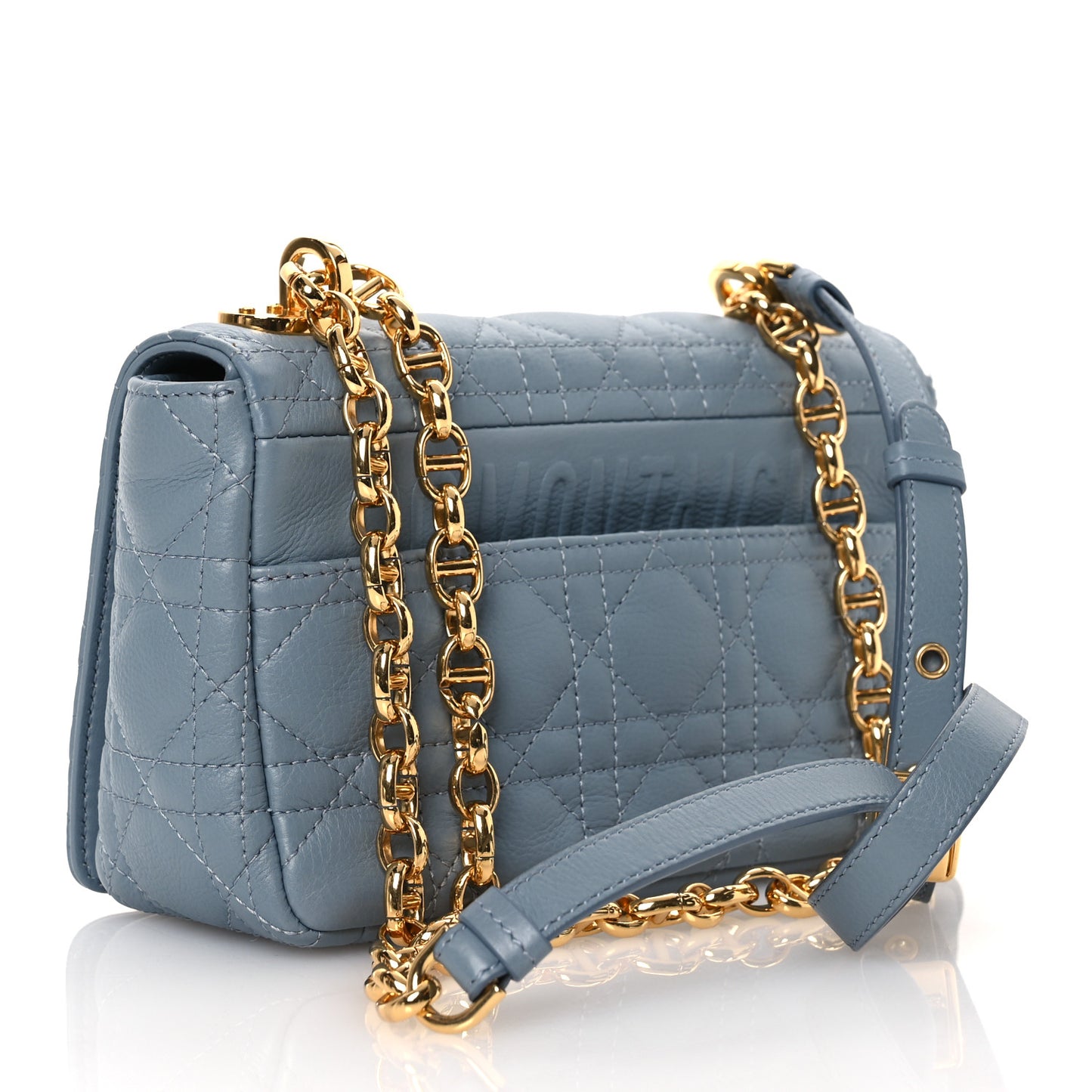 Calfskin Cannage Small Caro Bag Cloud Blue