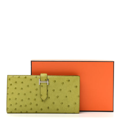 Hermes Ostrich Bearn Gusset Wallet Vert Anis 8 of 8