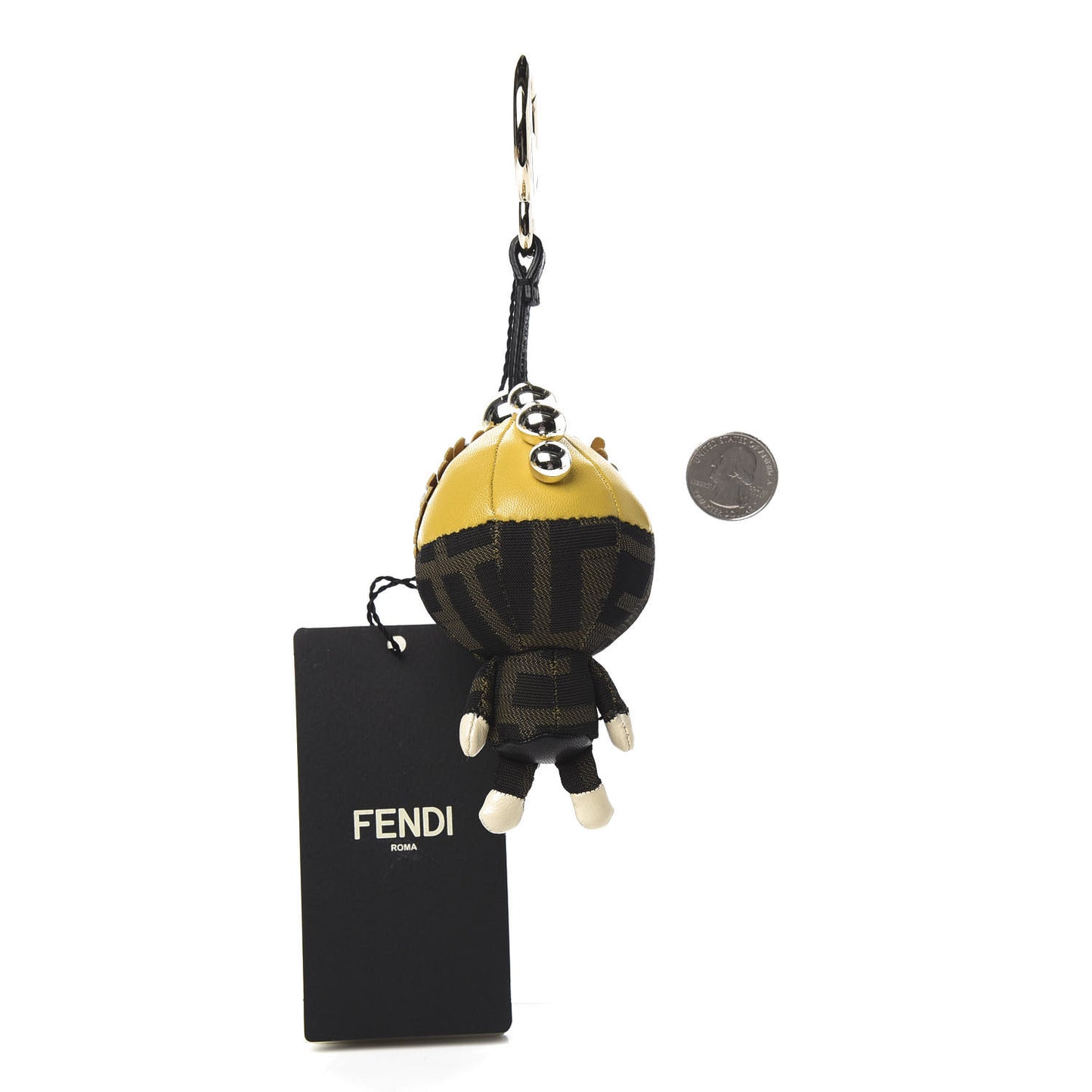 Shiny Nappa Zucca Pearl Fringe F is Fendi Space Monkey Bag Charm Sunflower Burro Tobacco