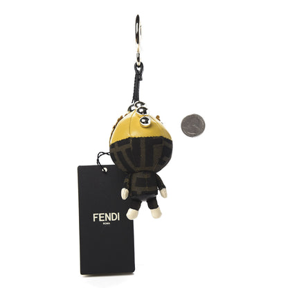 Fendi Shiny Nappa Zucca Pearl Fringe F is Fendi Space Monkey Bag Charm Sunflower Burro Tobacco 2 of 4