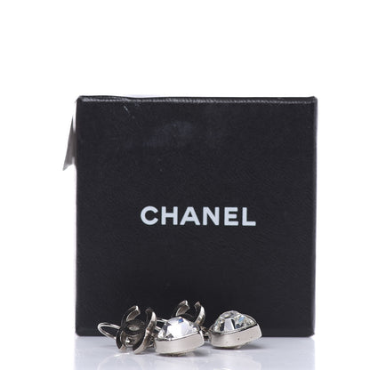 Chanel Crystal Heart CC Drop Earrings Silver 5 of 6