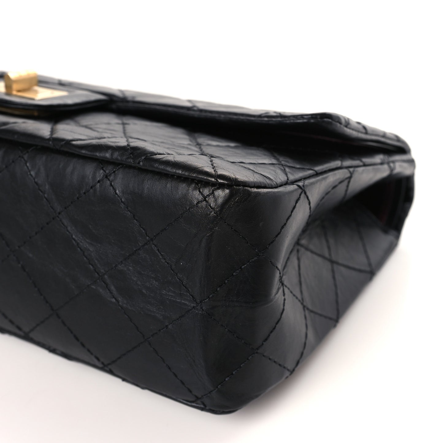 Aged Calfskin Quilted 2.55 Reissue 227 Flap Black