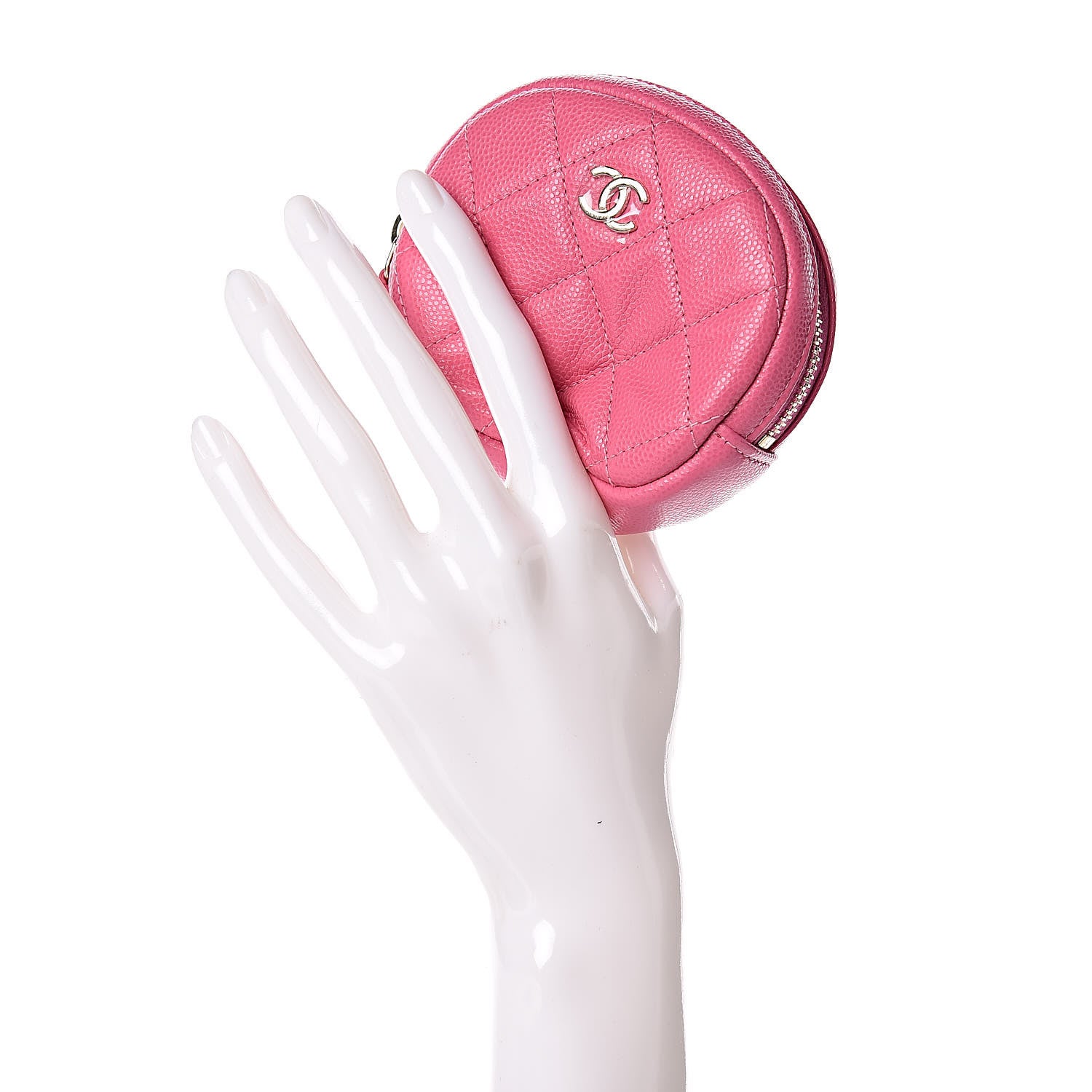 Chanel Iridescent Caviar Quilted Zip Around Classic Coin Purse Pink 2 of 8